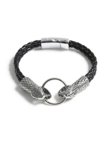 Topman Mens Black Silver Snake Bracelet*