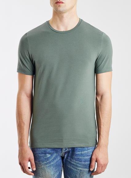 Topman Mens Khaki Washed Black Muscle Fit T-shirt