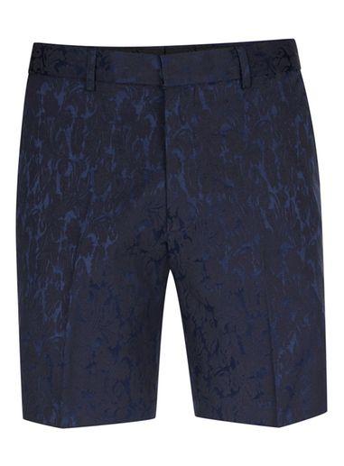 Topman Mens Blue Navy Floral Jacquard Print Short