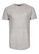 Topman Mens White Devote Gray Textured Curved Hem T-shirt*