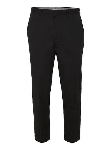 Topman Mens Black Twill Tapered Trousers