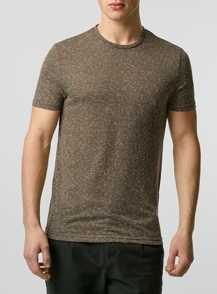 Topman Mens Green Khaki Neppy Slim Fit T-shirt