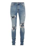 Topman Mens Blue Light Wash Stacker Side Taping Jeans