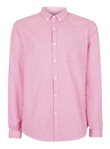 Topman Mens Pink And White Gingham Button Down Dress Shirt