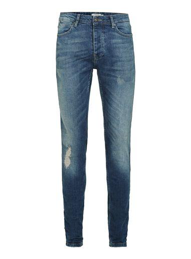Topman Mens Mid Wash Blue Stretch Skinny Jeans