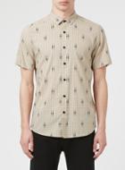 Topman Mens Brown Off White And Black Dot Print Short Sleeve Dress Shirt