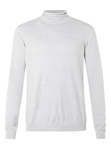 Topman Mens Grey Twist Slouch Neck Sweater
