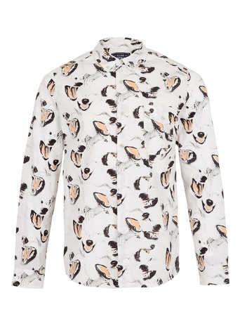 Snarling Dog Print Long Sleeve Shirt