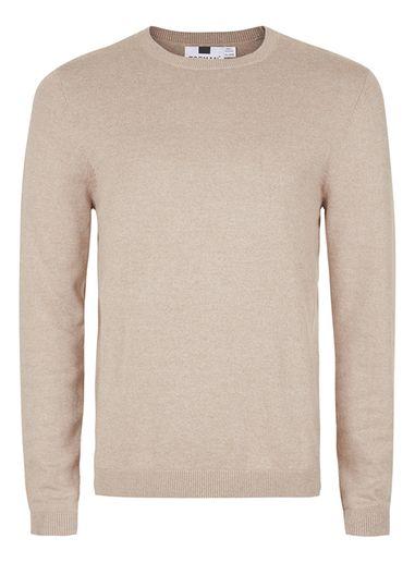 Topman Mens Stone And Grey Twist Crew Neck Jumper