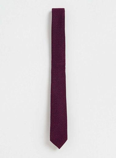 Topman Mens Red Burgundy Diamond Herringbone Tie