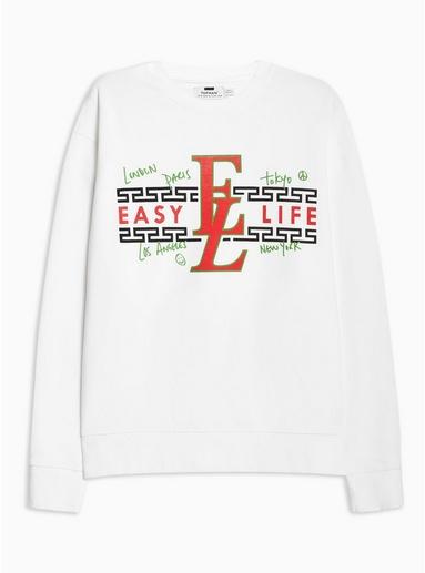 Topman Mens White 'easy Life' Sweatshirt