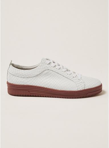 Topman Mens White Leather Croc Drape Sneakers