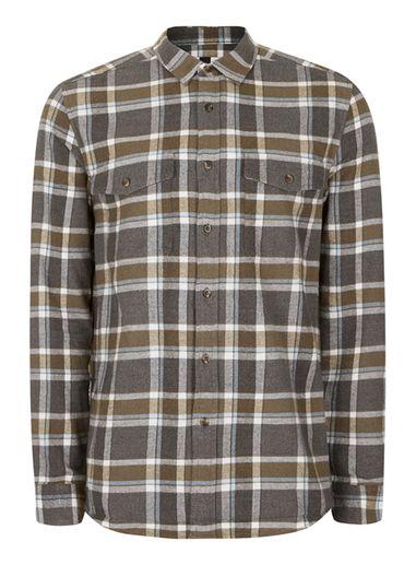 Topman Mens Beige Stone Check Casual Shirt