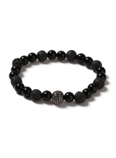 Topman Mens Black Bead And Glitter Ball Stretch Bracelet*