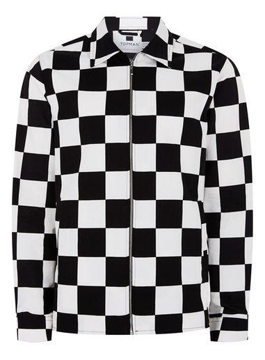 Topman Mens Black And White Check Shirt