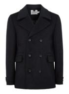 Topman Mens Navy Pea Coat Containing Wool