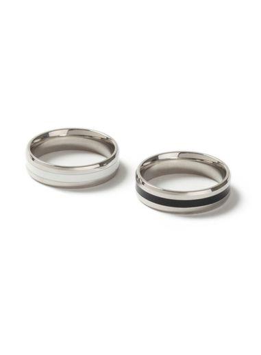 Topman Mens Black Silver Look Ring 2 Pack