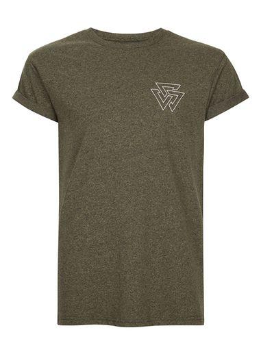 Topman Mens Khaki Muscle Fit Print T-shirt