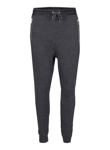 Topman Mens Grey And Contrast Faux Leather Joggers