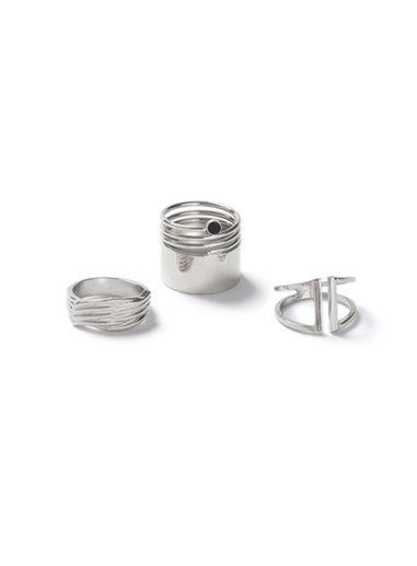 Topman Mens Silver Look Twist Band Rings 3 Pack*