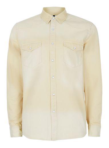 Topman Mens Brown Stone Western Style Casual Shirt