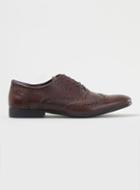 Topman Mens Red Burgundy Leather Oxford Brogues