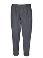 Topman Mens Grey Selected Homme Gray Crosshatch Cropped Pants