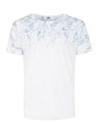 Topman Mens White And Blue Faded Marble Print T-shirt