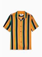 Topman Mens Multi Orange Stripe Slim Shirt