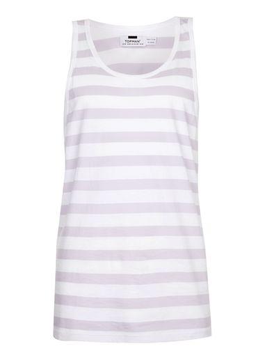 Topman Mens Purple And White Stripe Vest