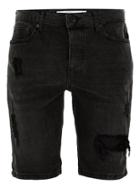 Topman Mens Black Ripped Denim Shorts