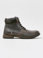 Topman Mens Grey Leather Cuff Boots