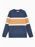 Topman Mens Navy And Yellow Long Sleeve T-shirt