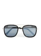 Topman Mens Black And Silver Navigator Sunglasses