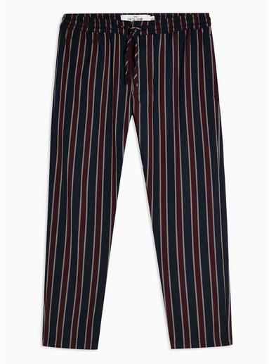 Topman Mens Navy And Burgundy Stripe Skinny Joggers