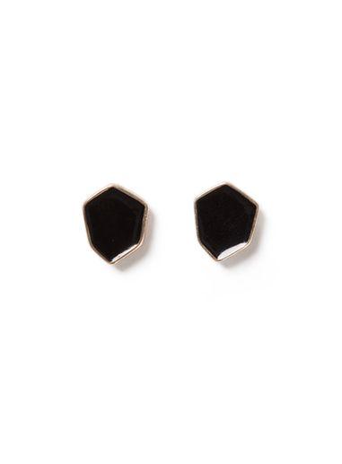 Topman Mens Gold Look And Black Misshaped Stud Earrings*