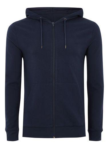Topman Mens Navy Zip Through Muscle Hoodie