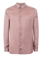 Topman Mens Pink Crumpled Satin Casual Shirt