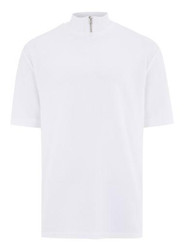 Topman Mens Cream Turtle Neck Zip T-shirt