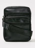 Topman Mens Black Leather Look Messanger Bag