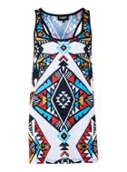 Topman Mens Jaded White Multicoloured Tribal Print Racer Tank Top*