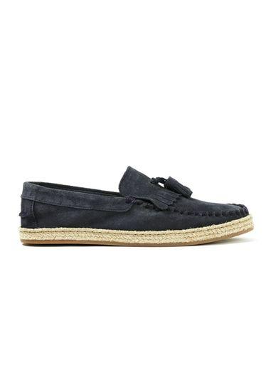 Topman Mens Blue Navy Suede Tassle Loafers