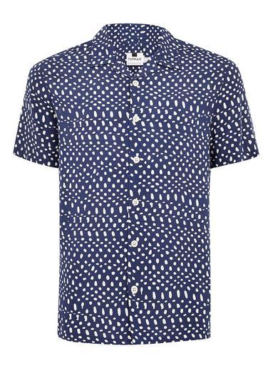 Topman Mens Blue Polka Dot Shirt