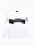 Nicce Mens White Nicce Panel Logo Long Sleeve T-shirt