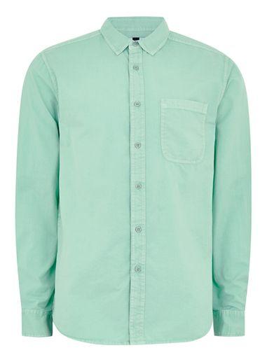 Topman Mens Aqua Blue Twill Shirt