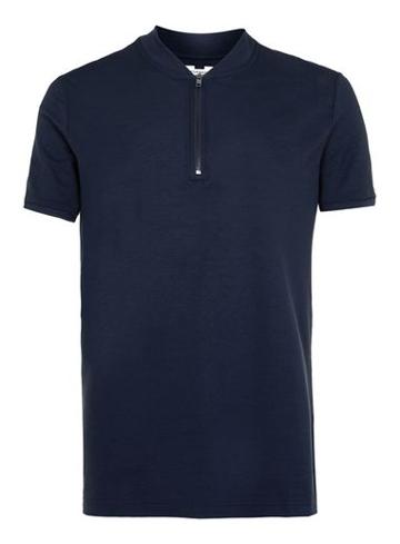 Topman Mens Blue Zip Collar Polo Shirt