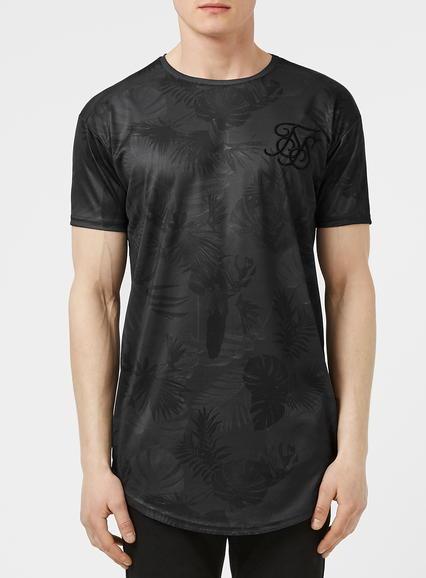 Topman Mens Siksilk Black Tropical Print T-shirt*