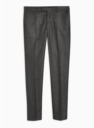 Topman Mens Grey Pinstripe Skinny Trousers