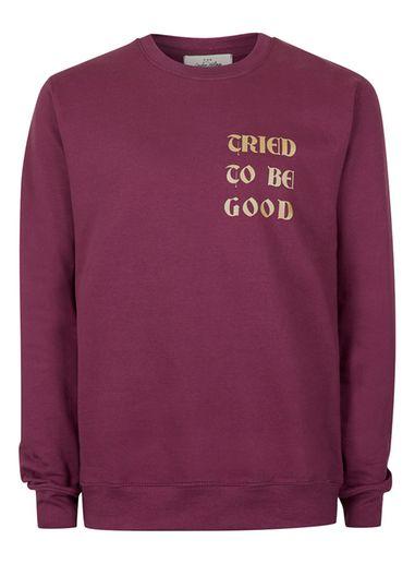 Topman Mens Purple The London Knitwear Company Plum Tried To Be Good Ugly Sweater*