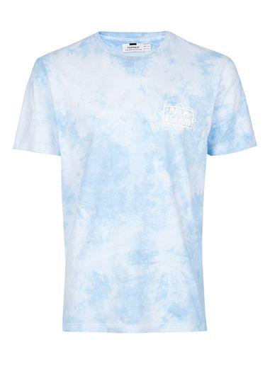 Topman Mens Blue Wash Roller Sleeve Muscle Fit T-shirt